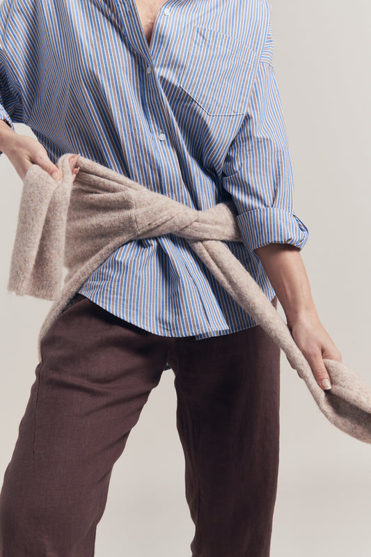 Little Lies Betty Stripe Shirt - blue/brown stripe