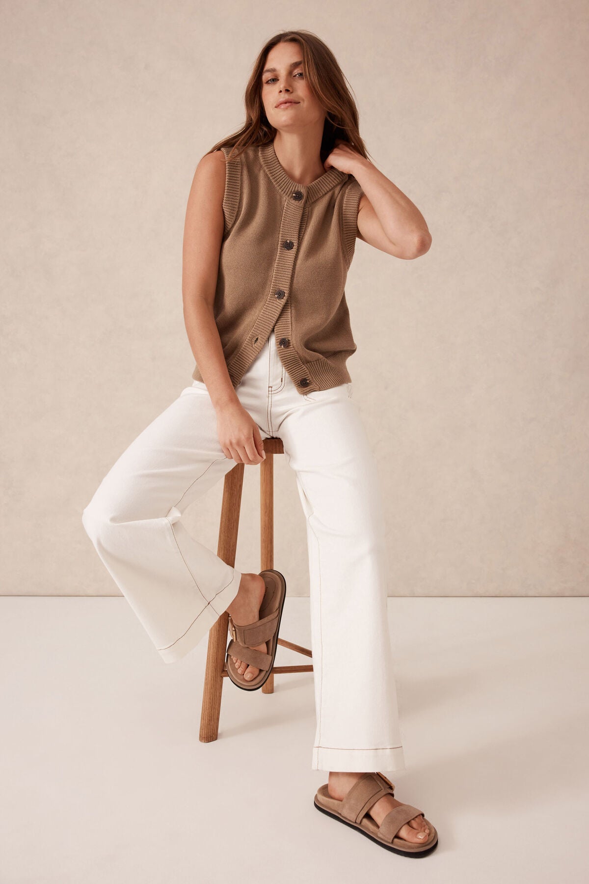Ceres Life Wide Leg Front Pocket Jean - fresh ecru