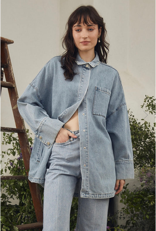 Bohemian Traders Oversized Shirt Denim Ice Blue