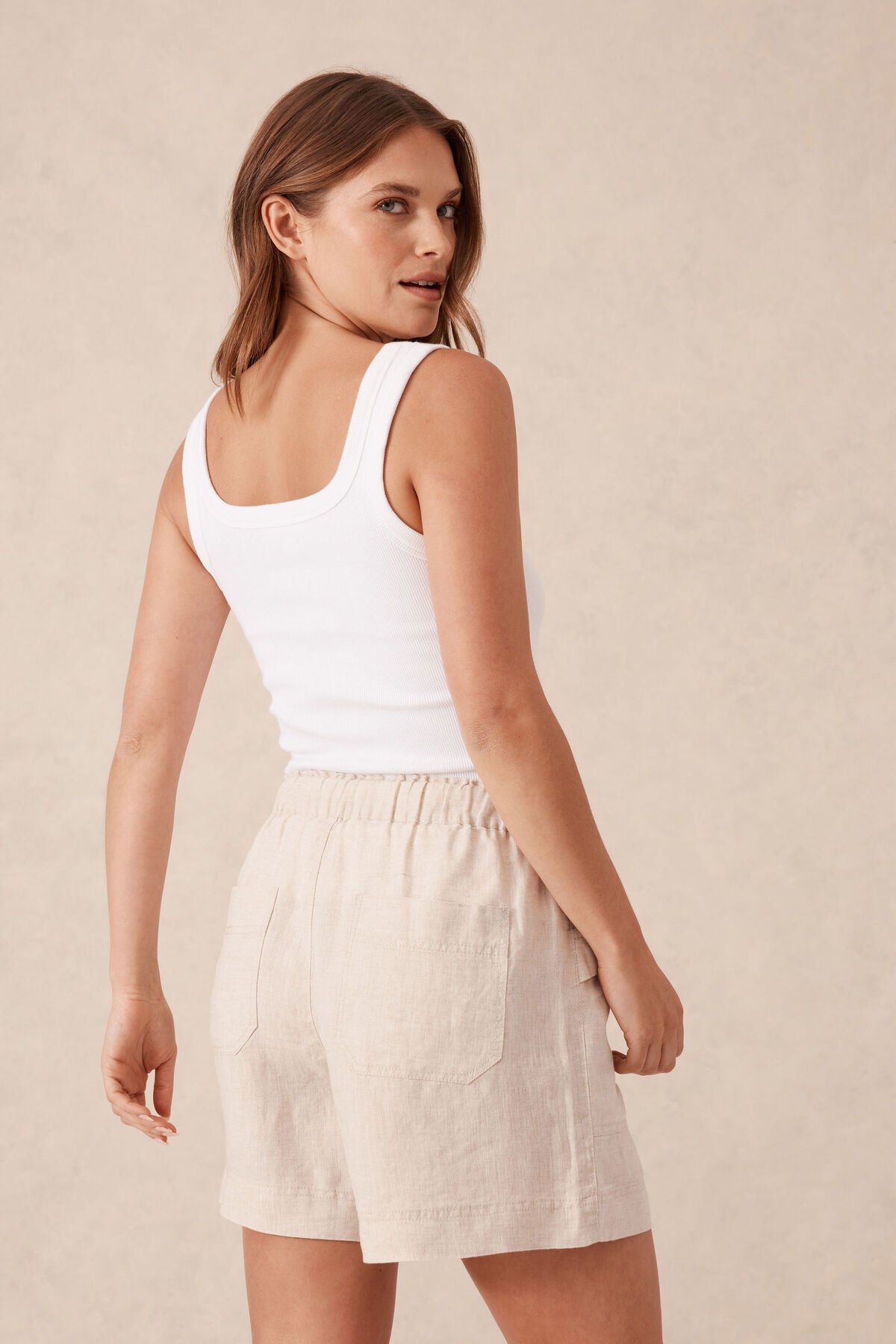 Ceres Life Panelled Pull On Short - natural linen