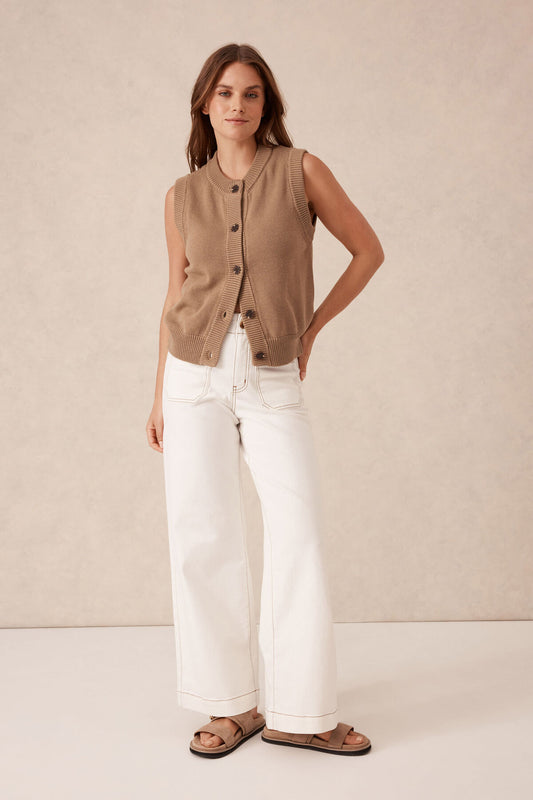 Ceres Life Wide Leg Front Pocket Jean - fresh ecru