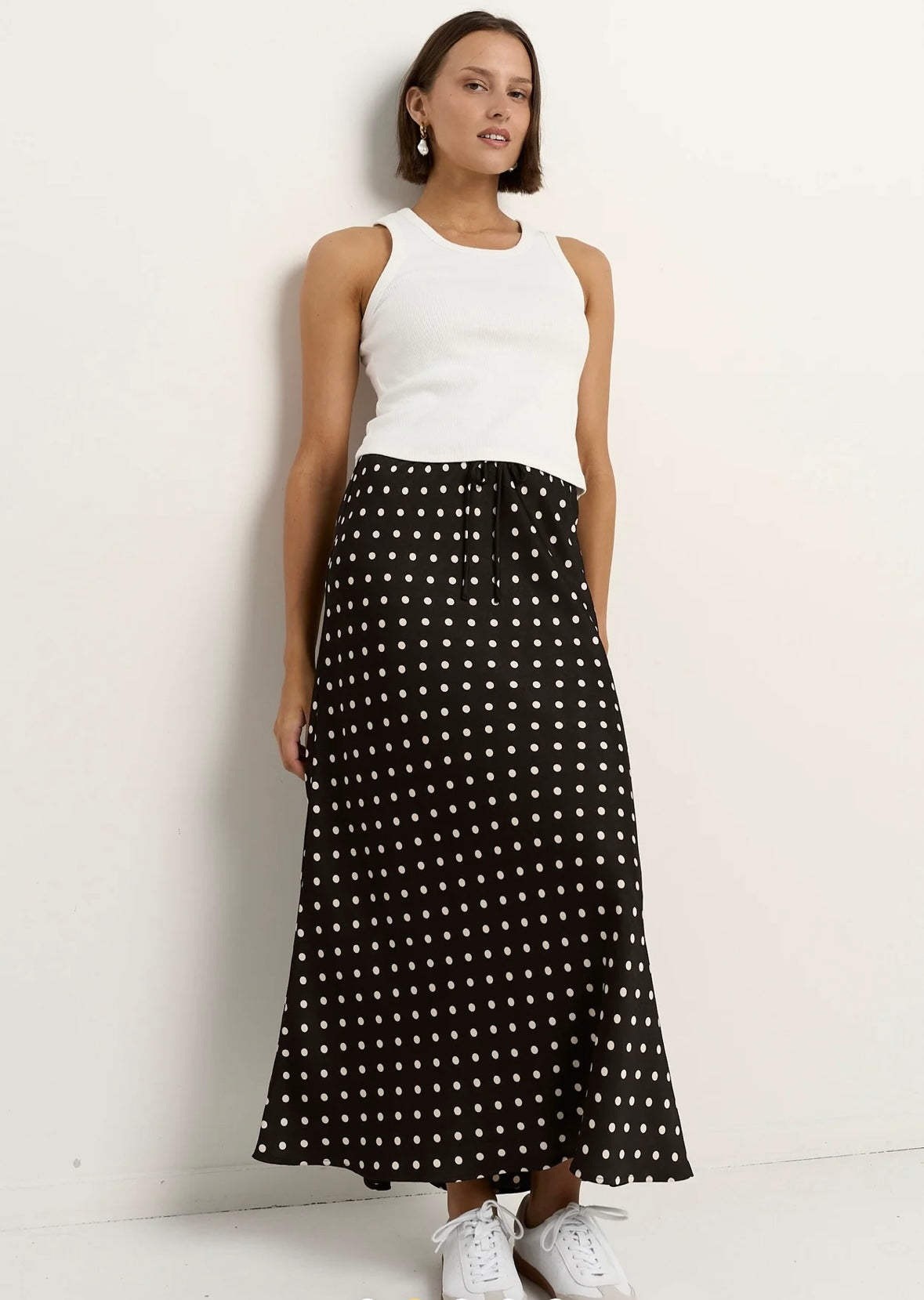 Stories Be Told - Rarity Black/White Spot Maxi Skirt