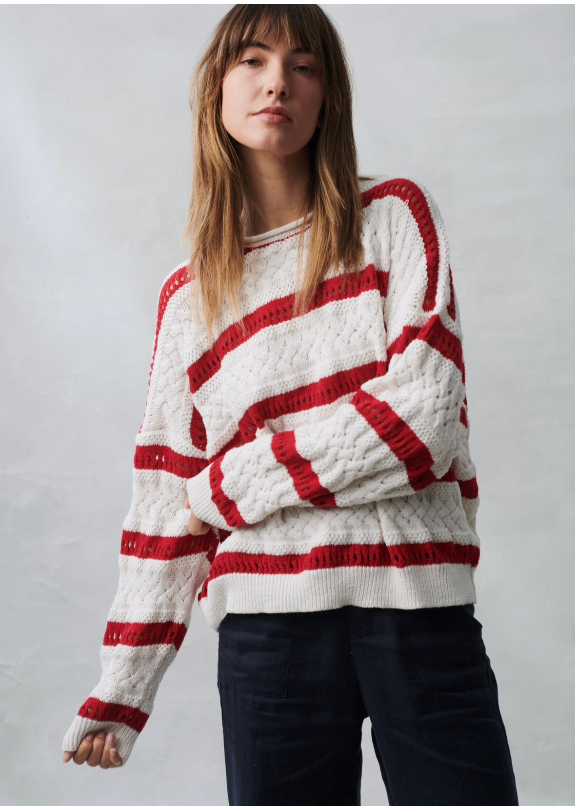 Little Lies Arty Jumper - red and white stripe