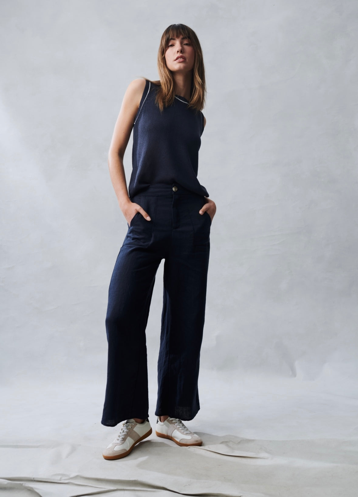 Little Lies Jude Linen Pants - French navy