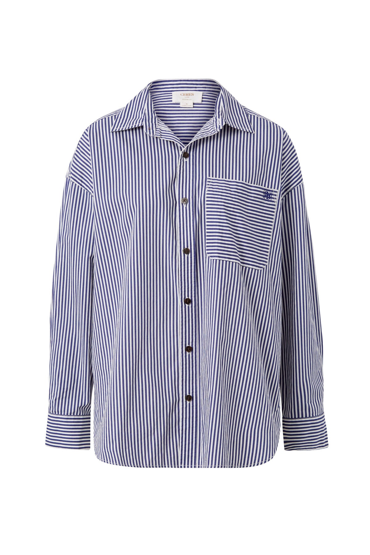 Ceres Life Oversized Shirt - college blue white narrow stripe