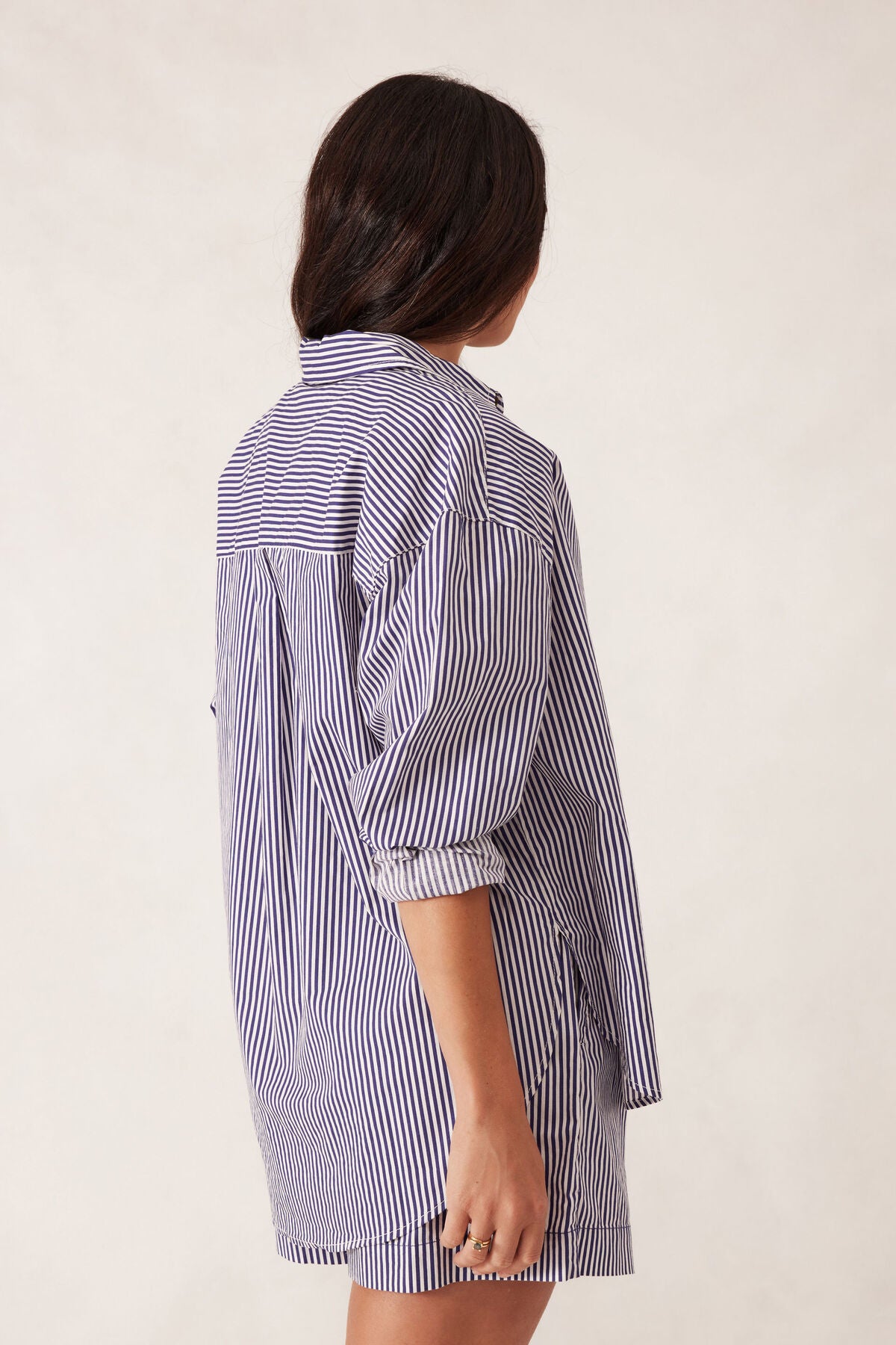 Ceres Life Oversized Shirt - college blue white narrow stripe