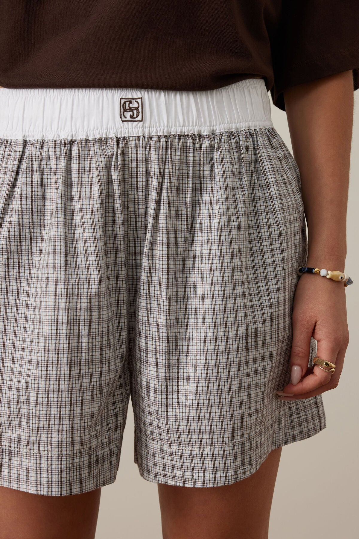 Ceres Mila Short - wine choc blue check