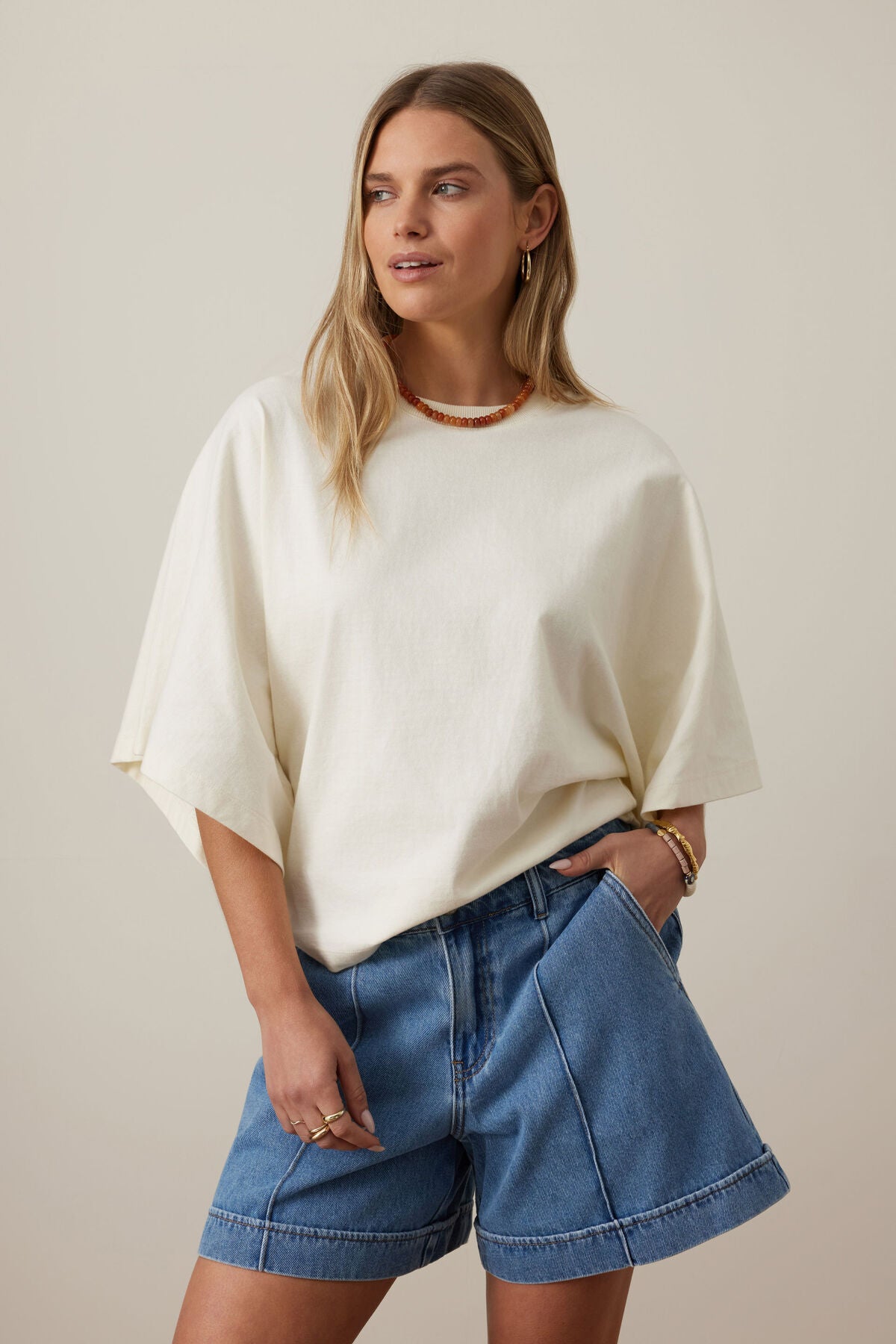 Ceres Lucy Relaxed Sleeve Tee - milk
