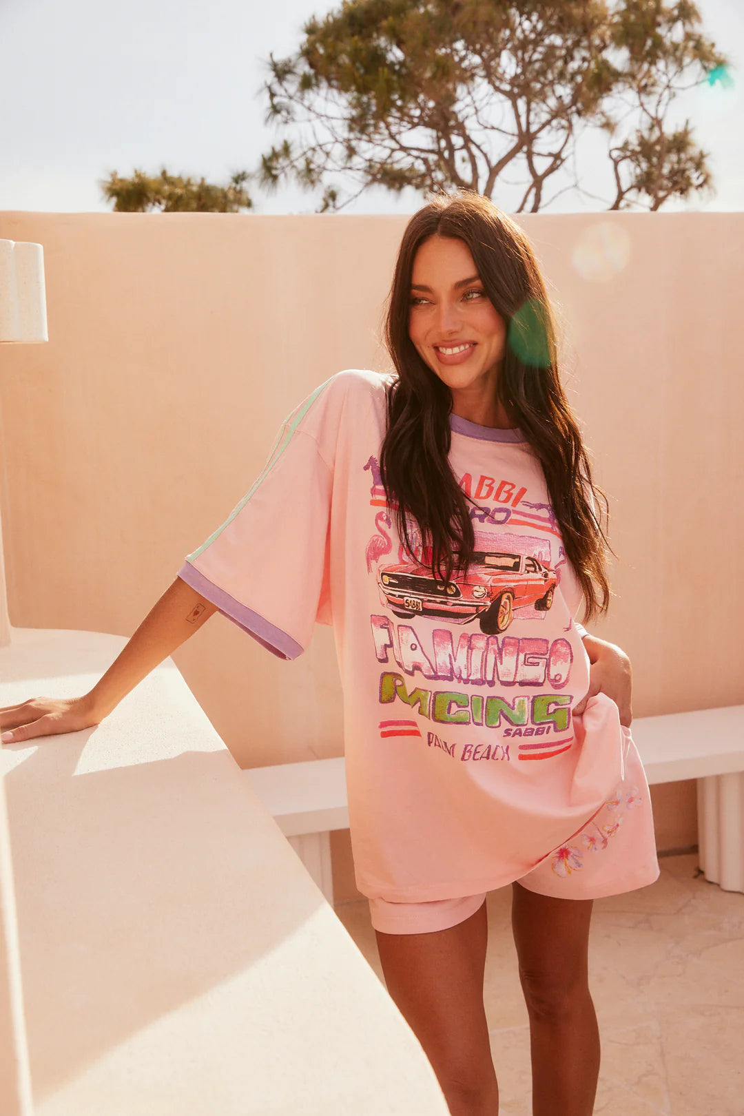 Sabbi The Very Oversized Racing Flamingo Tee - pink