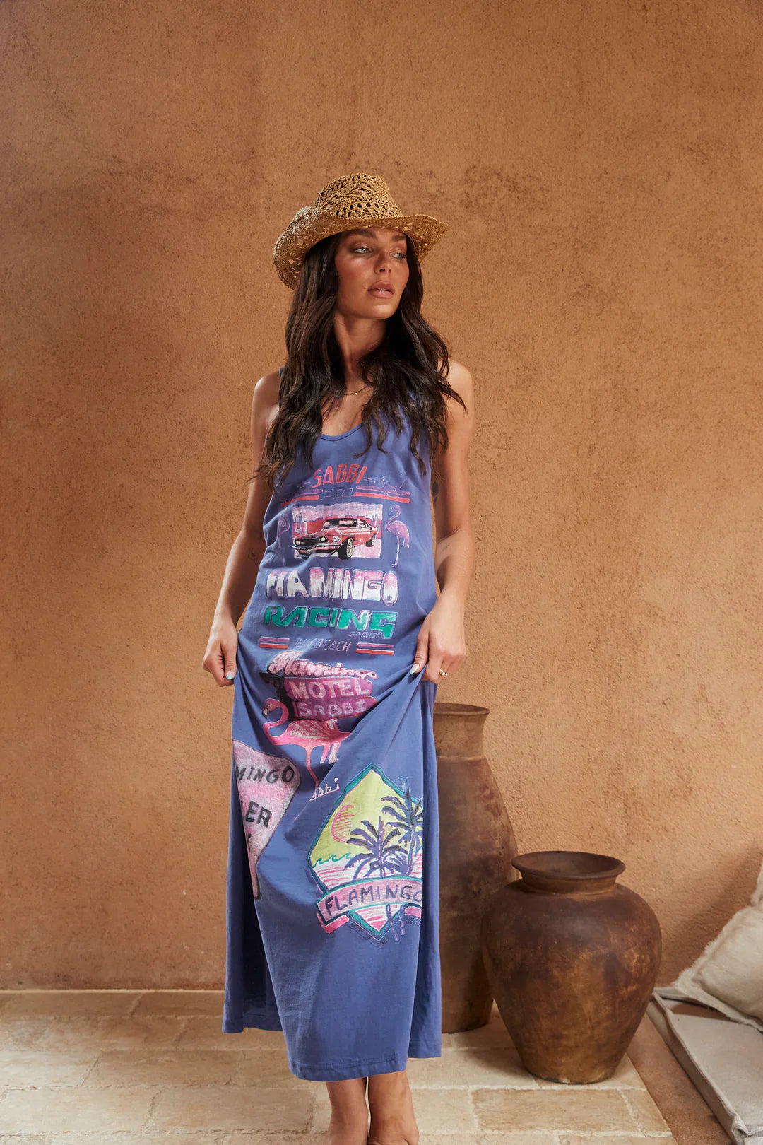 Sabbi Flamingo Racing Maxi Dress - blue