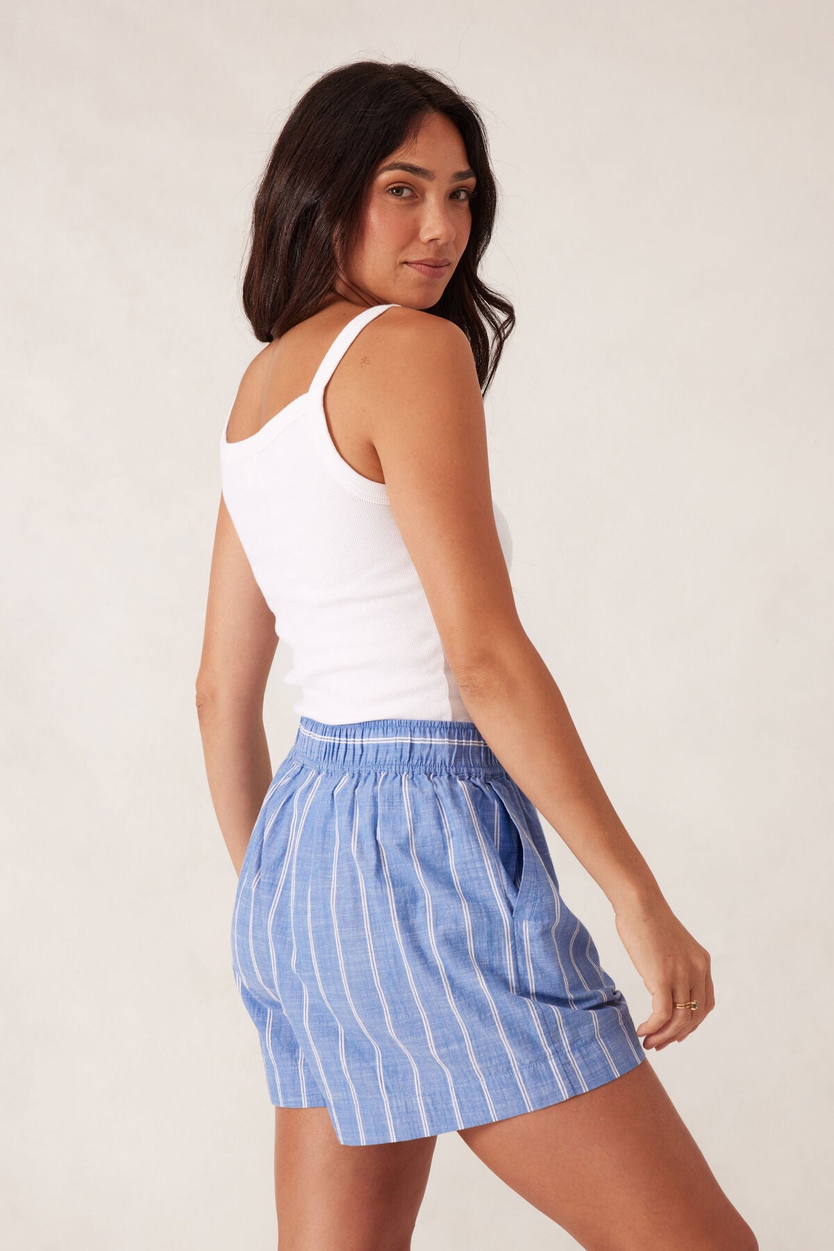 Ceres Life Mila Shorts - oxford blue white twin stripe
