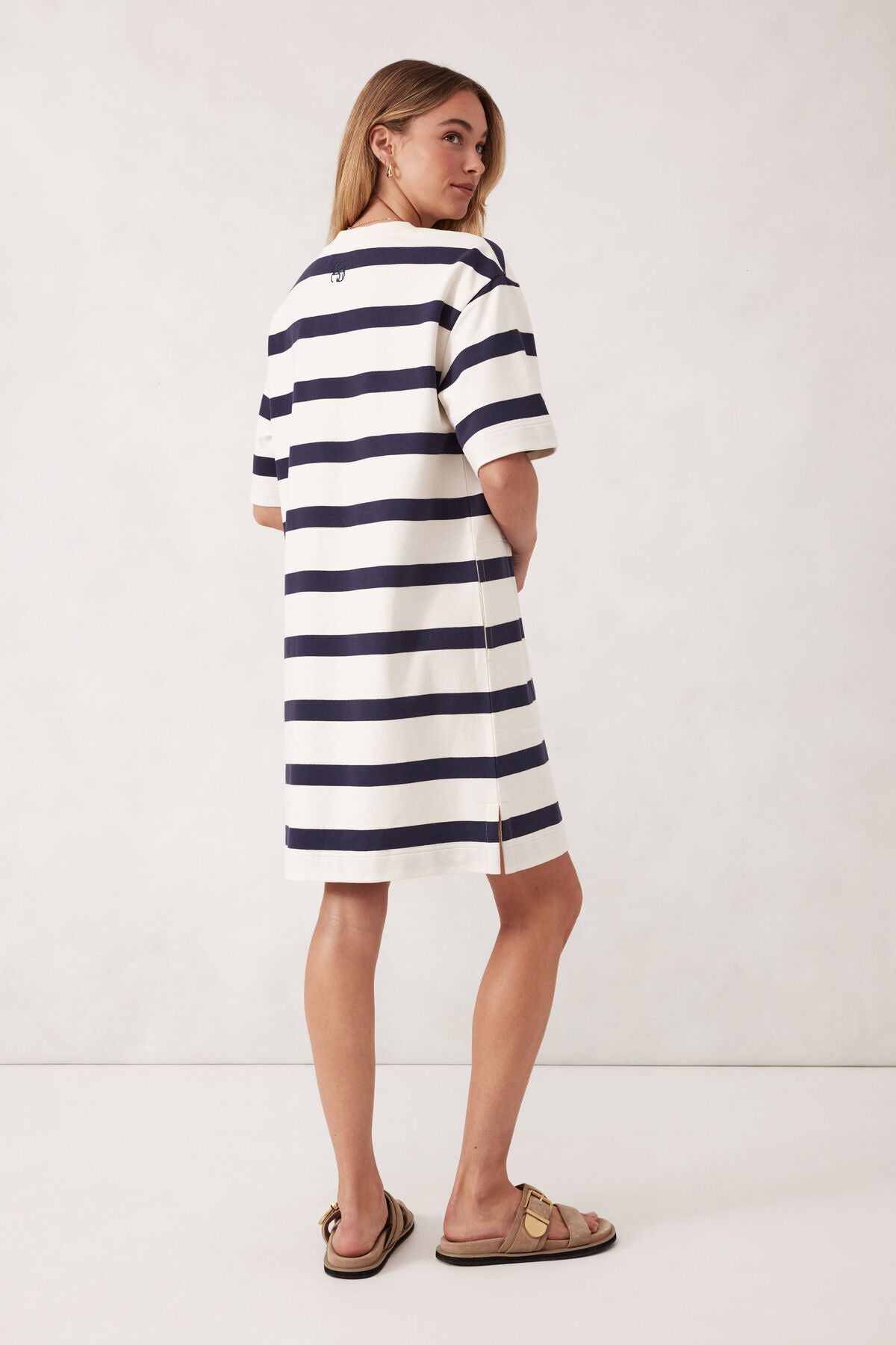 Ceres Life Mini Terry Dress - white/navy stripe