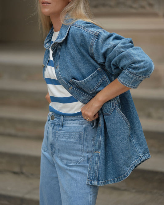 Ceres Life Denim Side Pocket Shacket Fresh Indigo