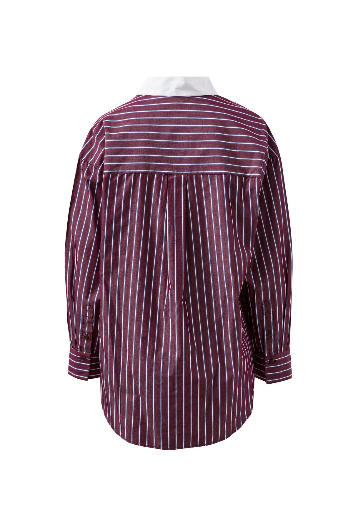 Ceres Peta Oversized Shirt - burgundy washed navy stripe white