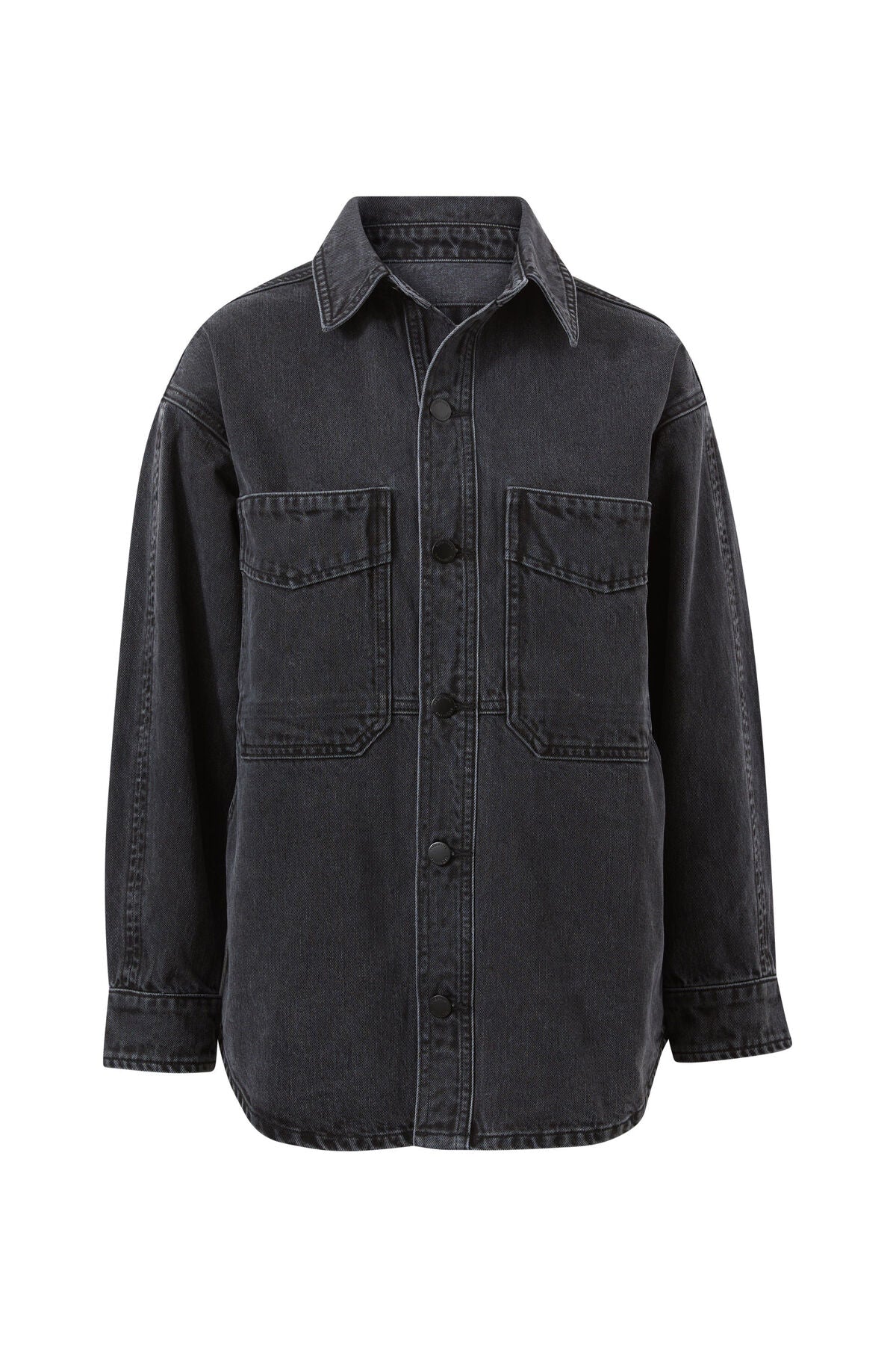 Ceres Life Bobbi Side Pocket Denim Shacket - washed black