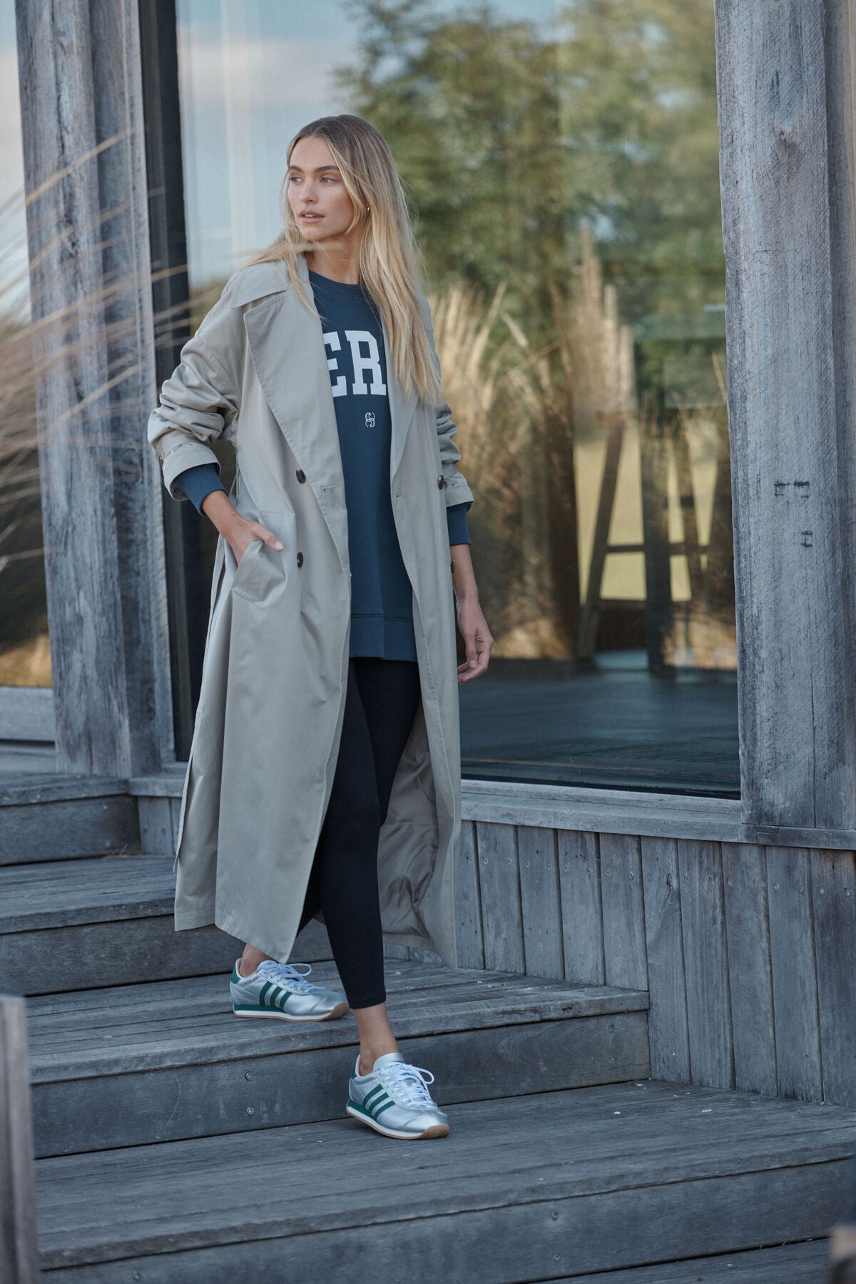 Ceres Life Oversized Trench Ash Green
