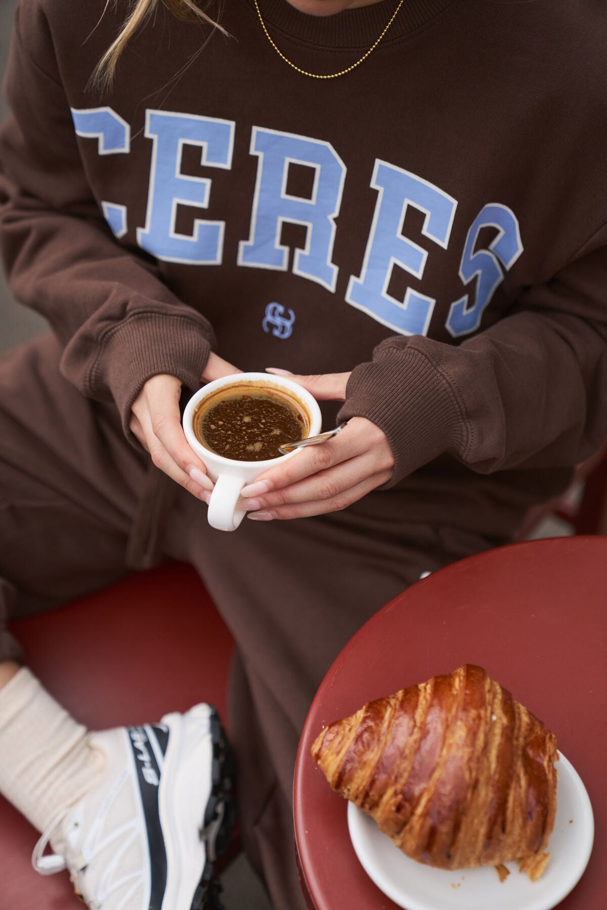 Ceres Isla Oversized Slouchy Crew - brunette brown buff sky blue heritage logo