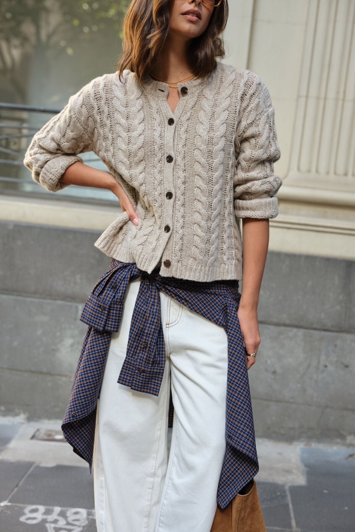 Ceres Heidi Cable Knit Cardi - oat