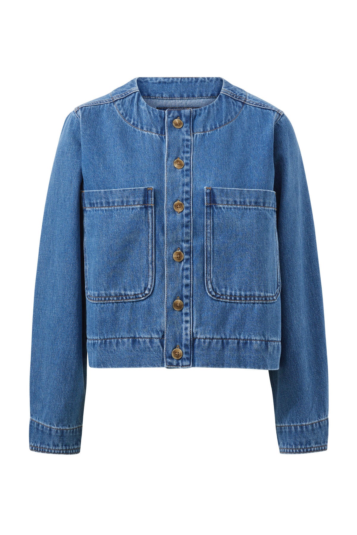 Ceres Life Collarless Denim Jacket - fresh indigo