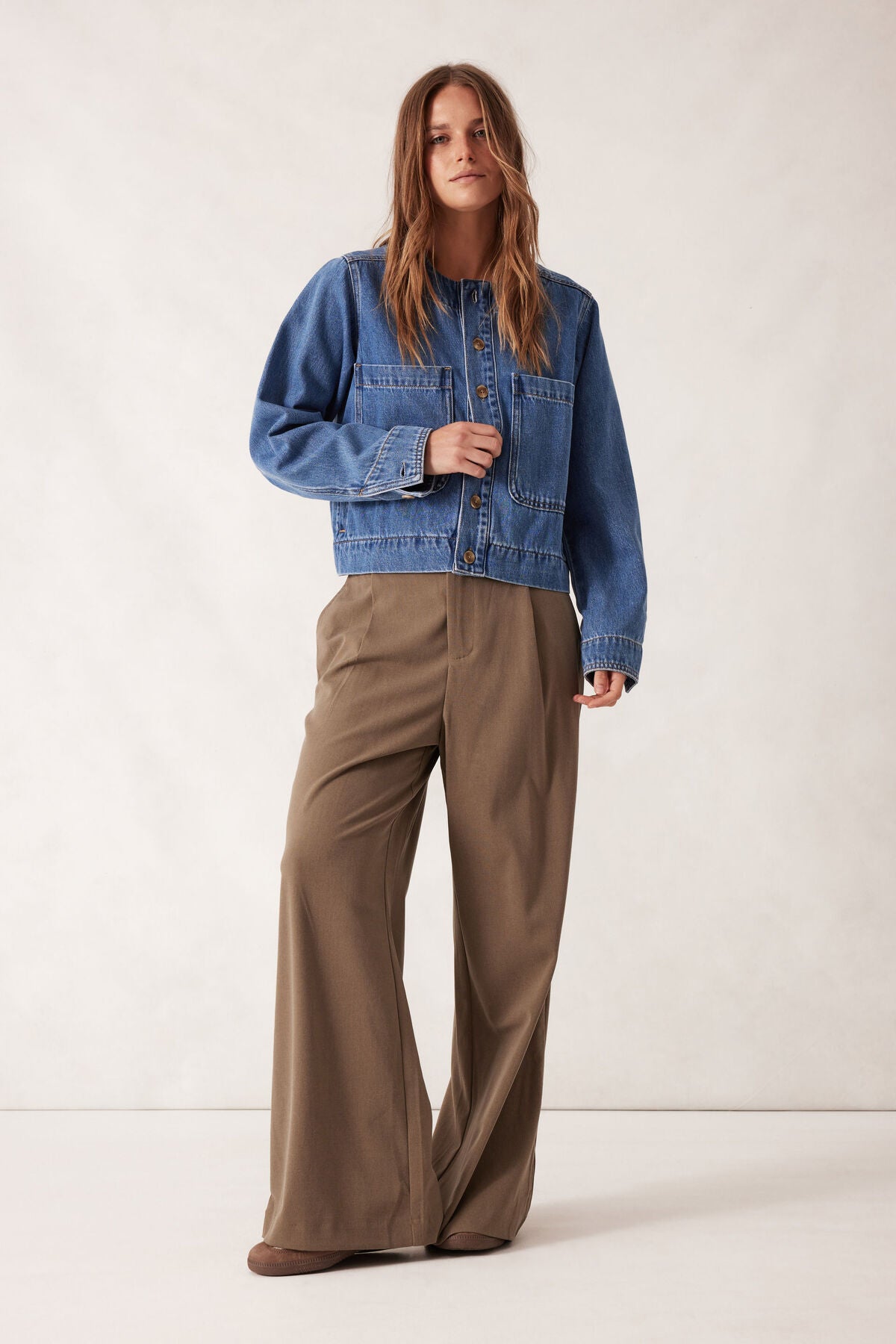 Ceres Life Collarless Denim Jacket - fresh indigo