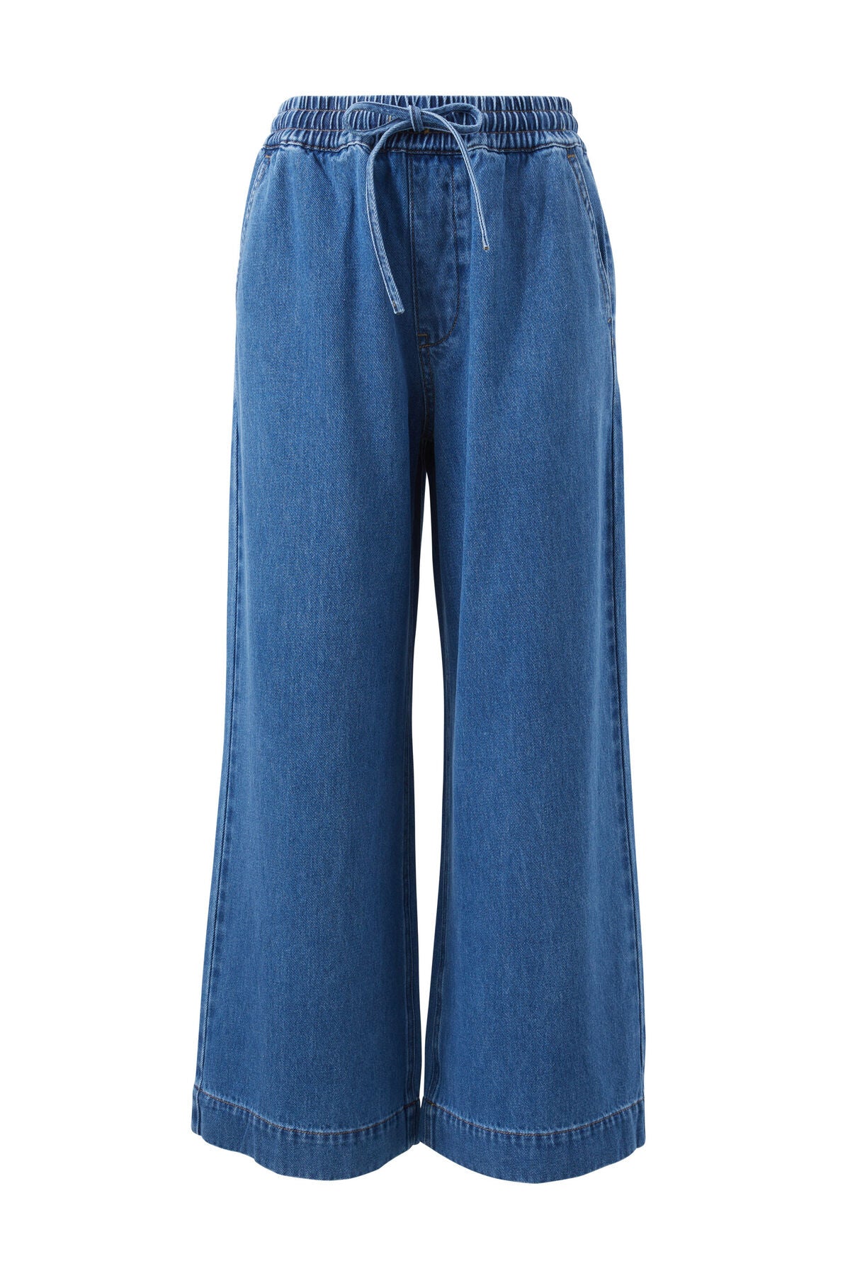 Ceres Wide Leg Drawstring Pant - mid indigo
