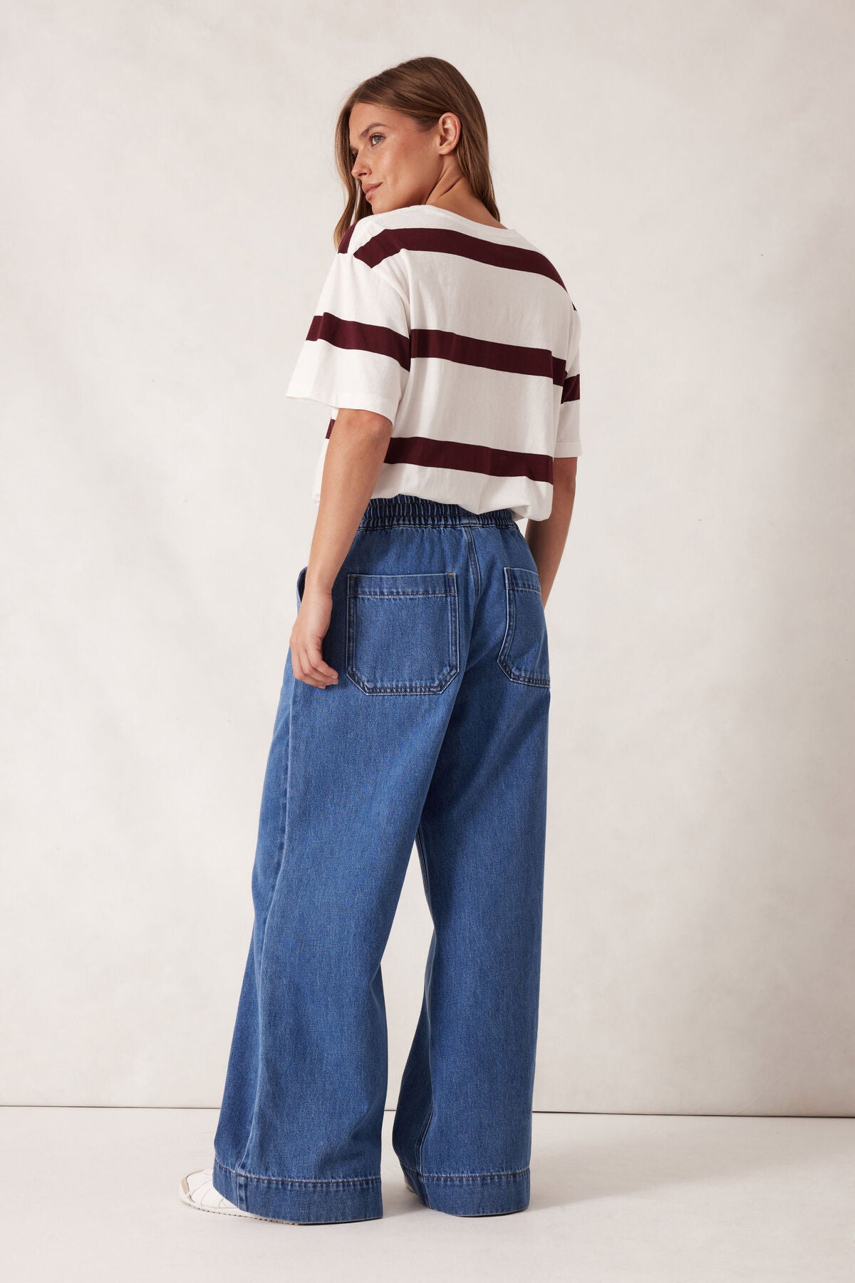 Ceres Wide Leg Drawstring Pant - mid indigo