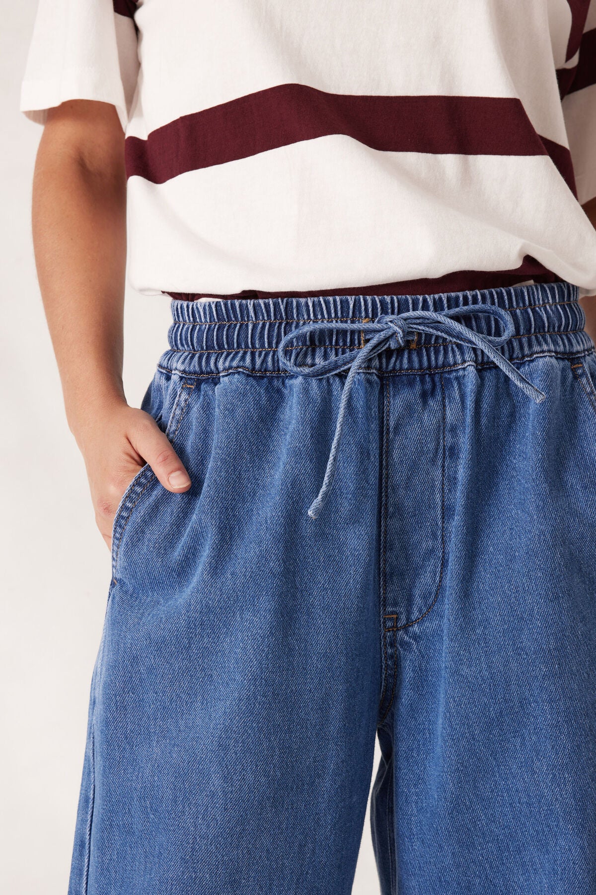 Ceres Wide Leg Drawstring Pant - mid indigo