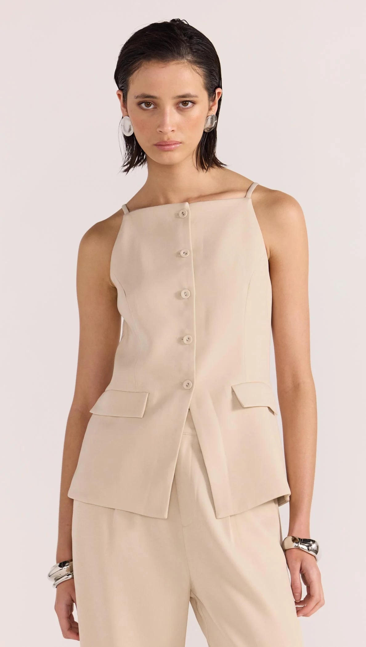 Staple the Label Hayden Longline Vest - beige