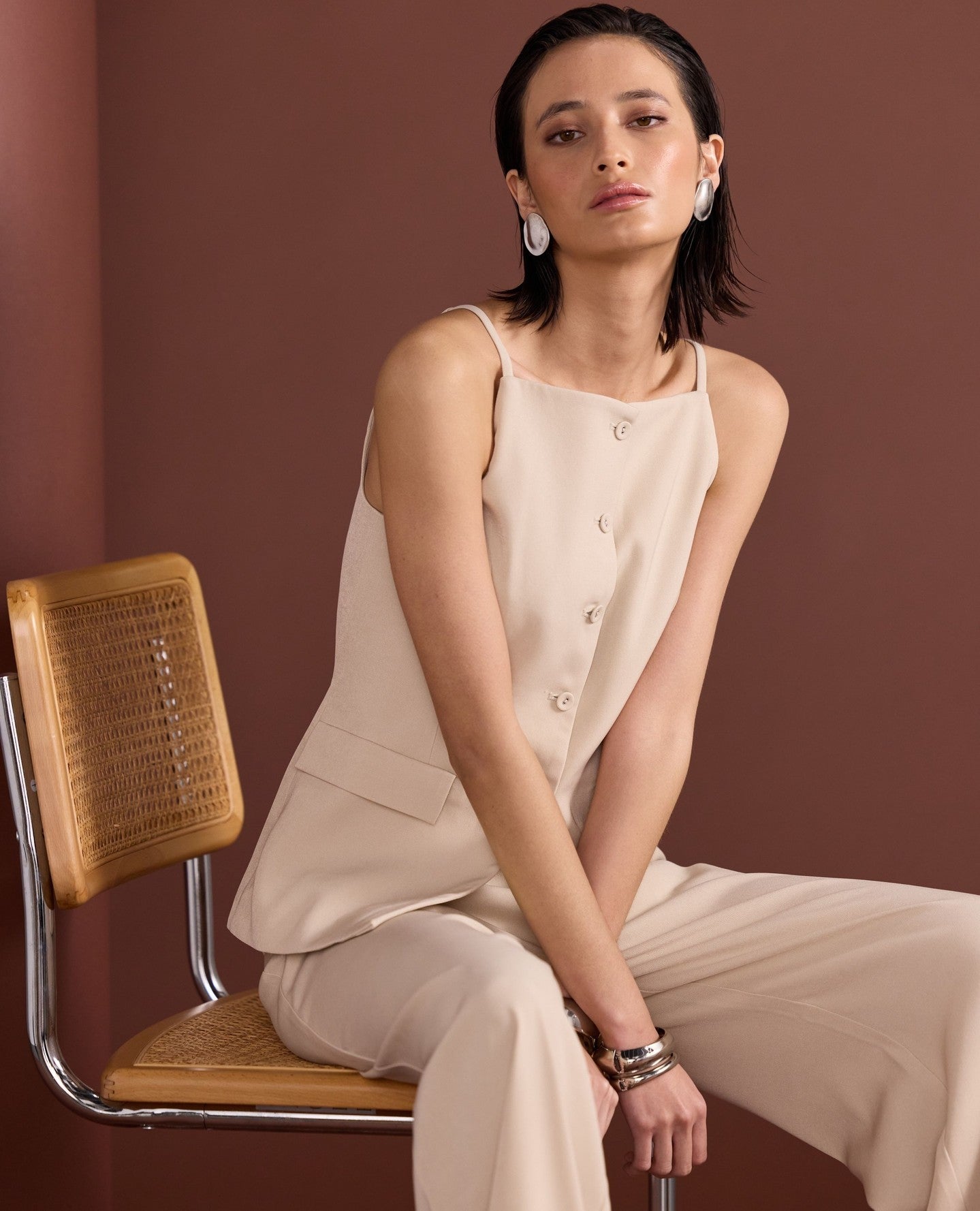 Staple the Label Hayden Longline Vest - beige