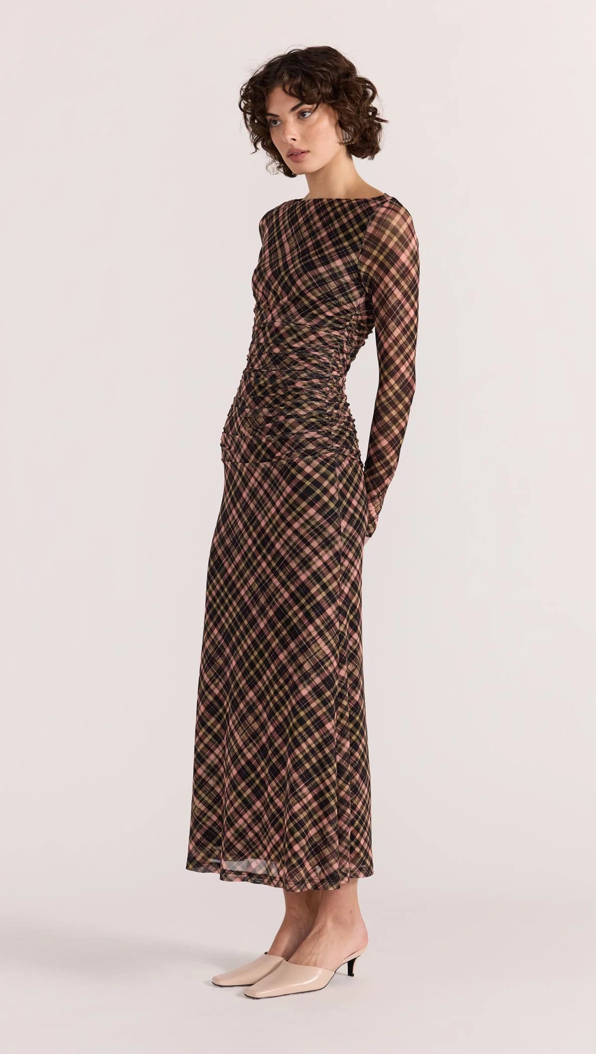 Staple the Label Reign Mesh Midi Dress - check