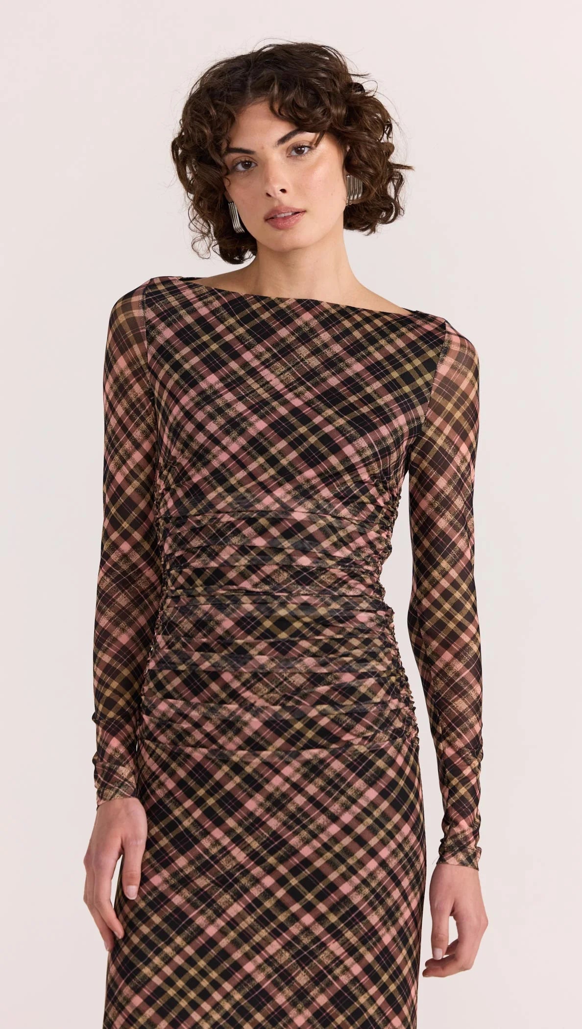 Staple the Label Reign Mesh Midi Dress - check