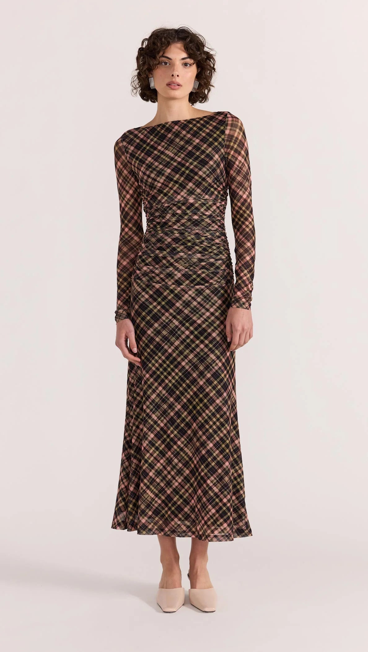 Staple the Label Reign Mesh Midi Dress - check