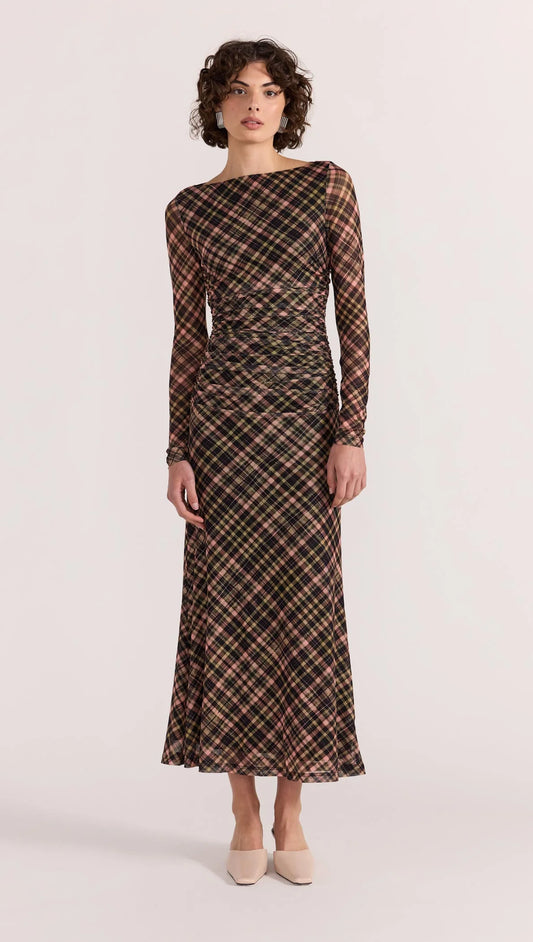 Staple the Label Reign Mesh Midi Dress - check