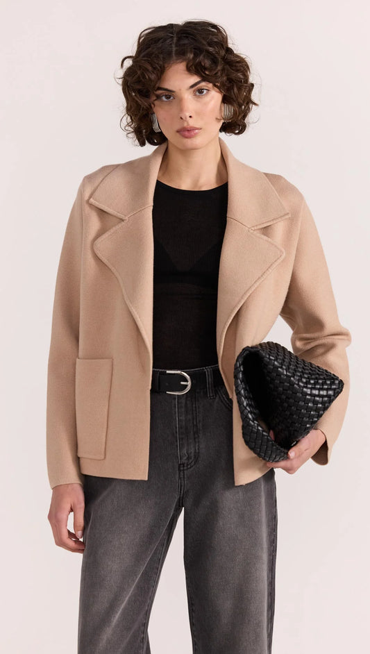 Staple the Label Aiden Crop Coatigan - camel