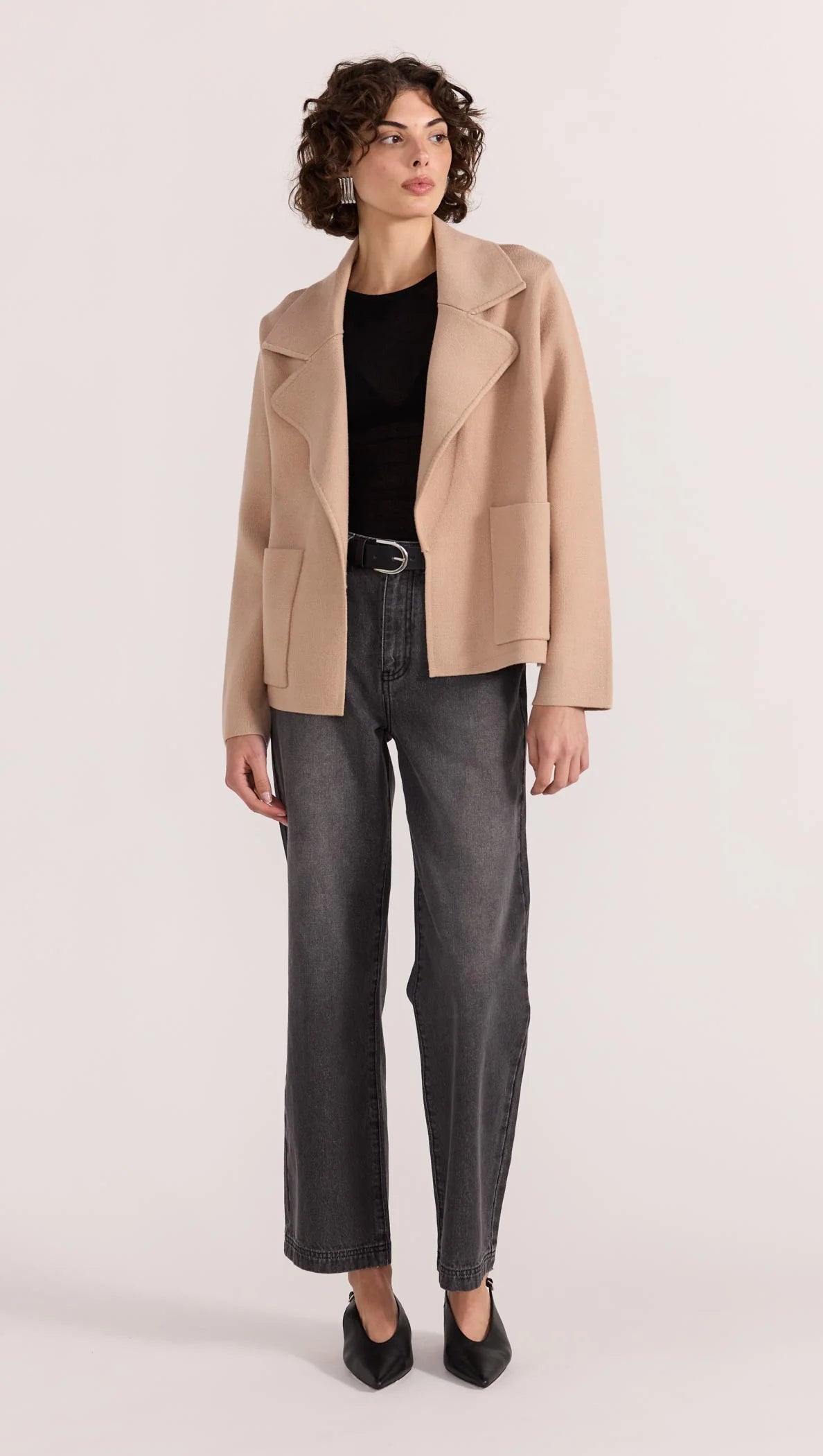 Staple the Label Aiden Crop Coatigan - camel
