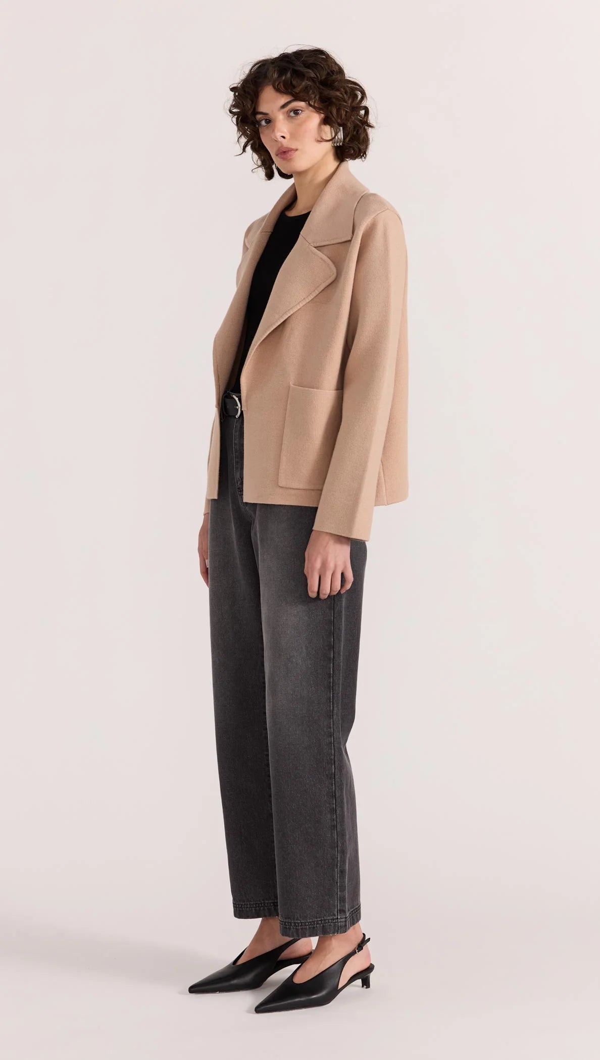 Staple the Label Aiden Crop Coatigan - camel
