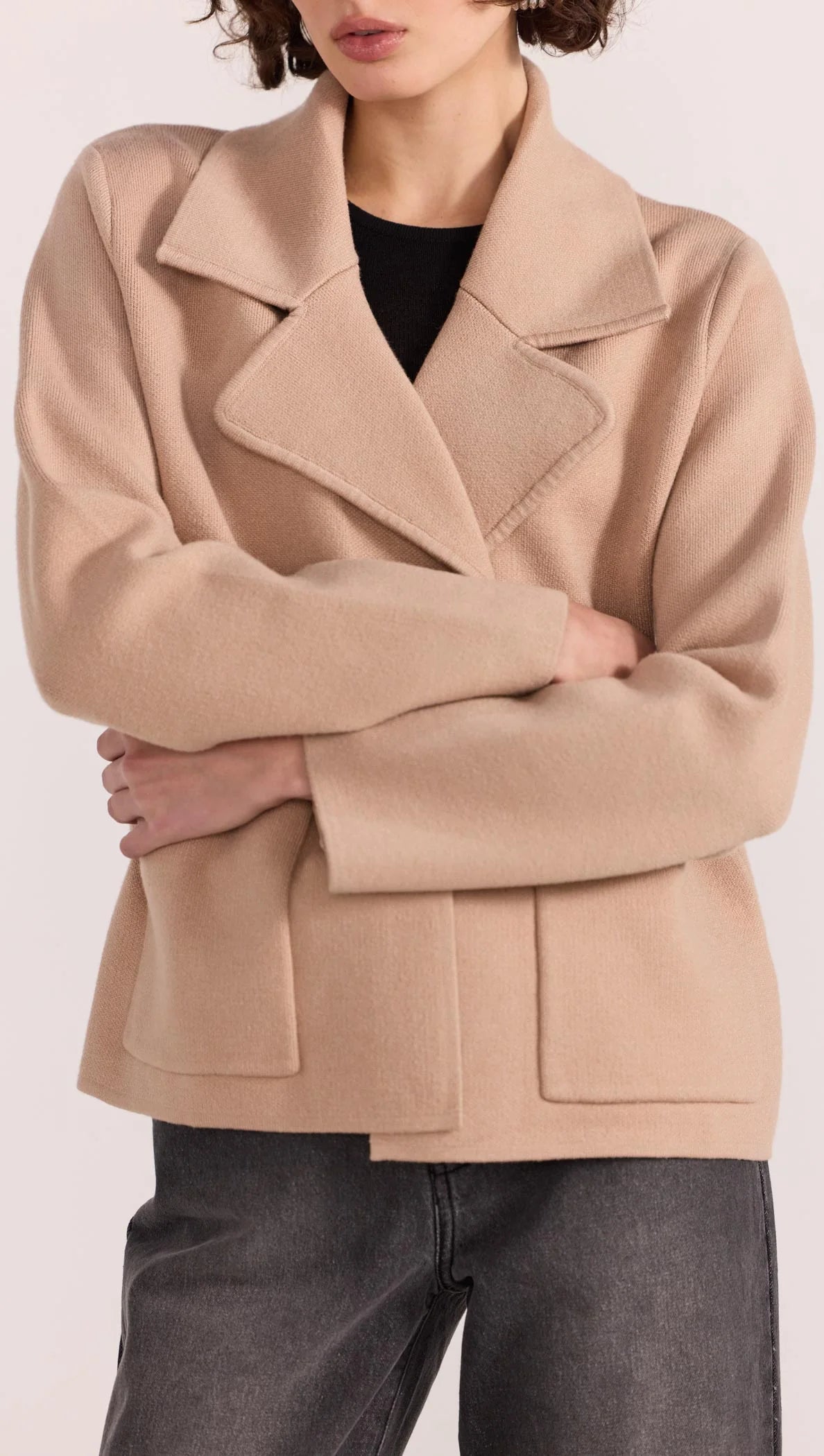 Staple the Label Aiden Crop Coatigan - camel