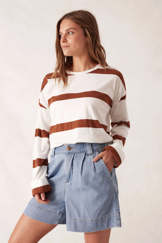 Ceres Pleat Front Short - blue herringbone