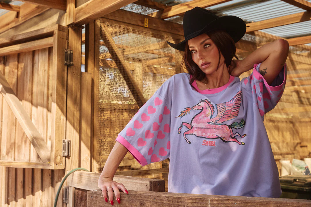 Sabbi The Very Oversized Words Have Power Pegasus Tee - lilac