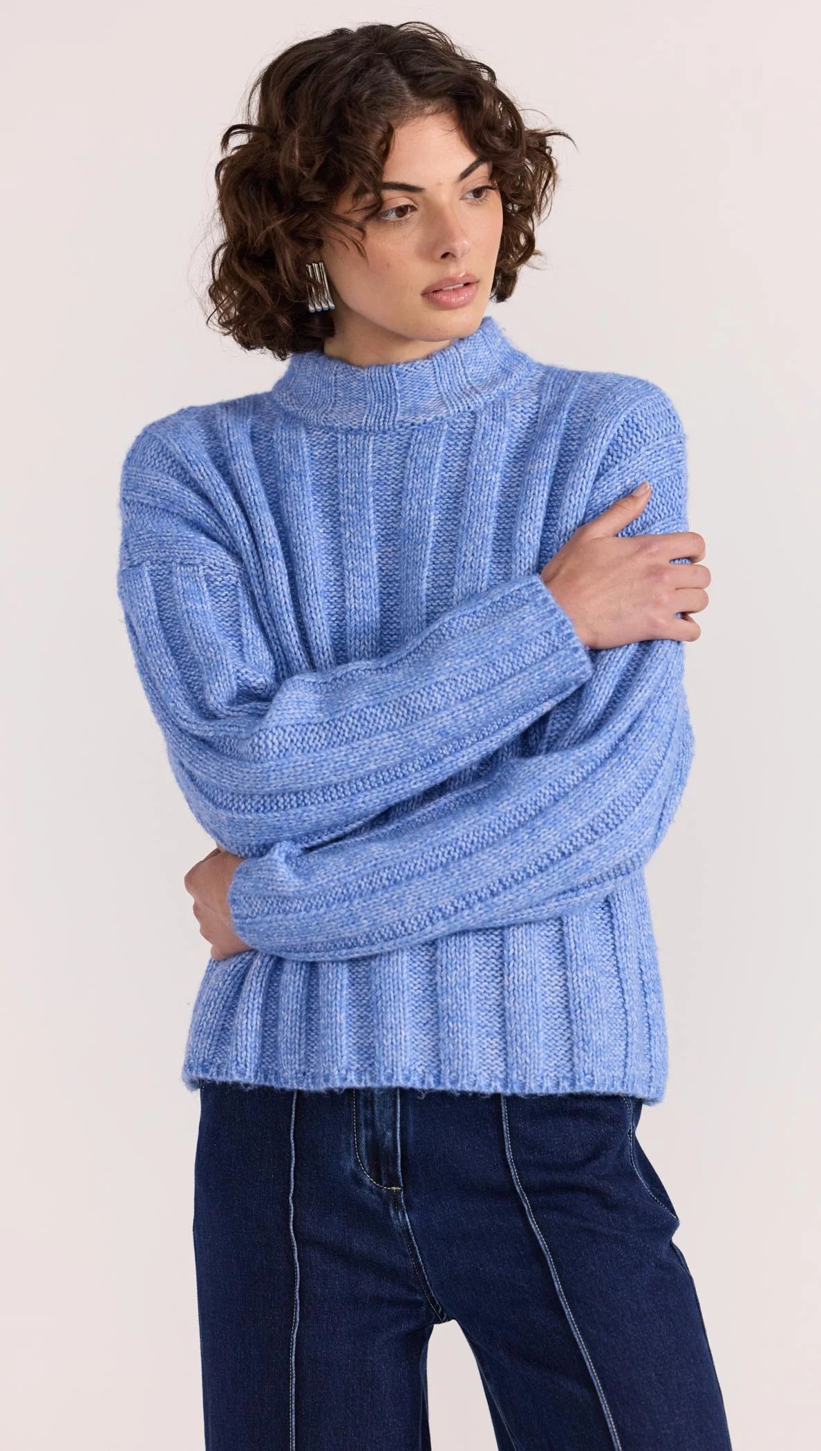 Staple the Label Macy Cozy Knit Jumper - blue marle