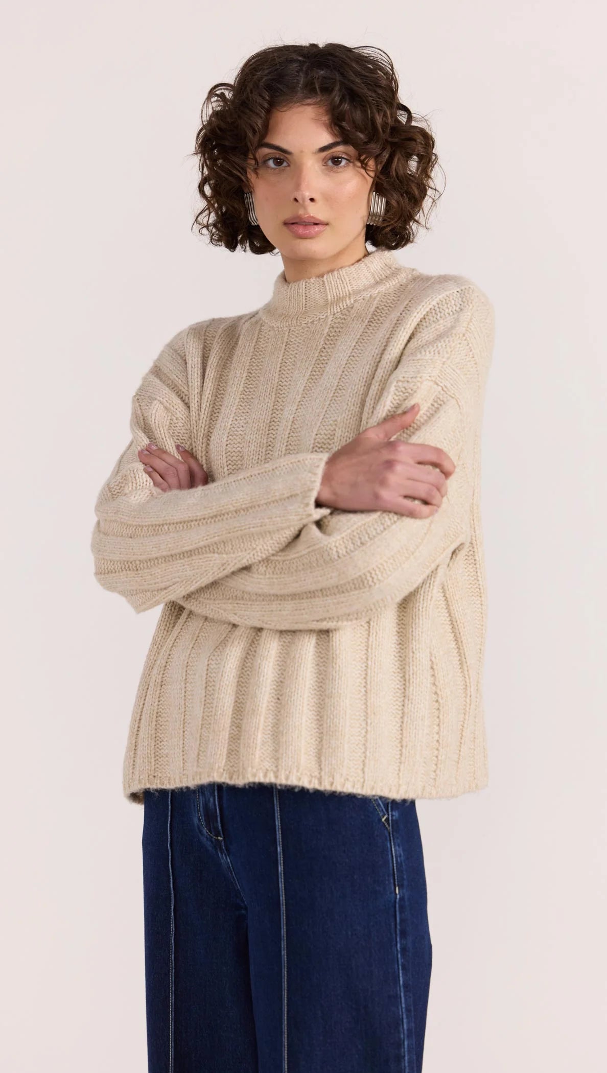 Staple the Label Macy Cozy Rib Jumper - oat marle