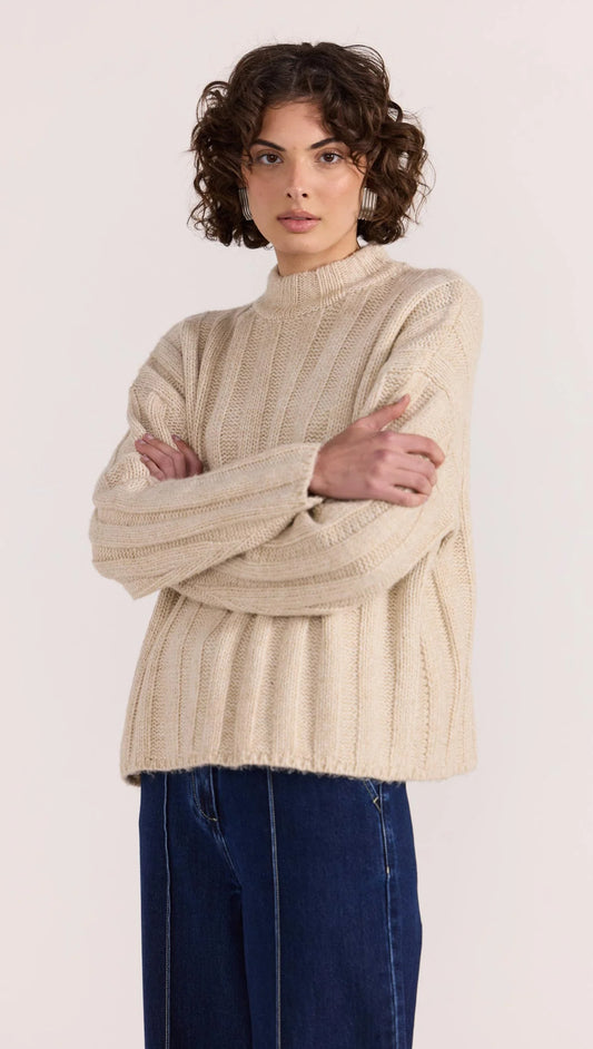 Staple the Label Macy Cozy Rib Jumper - oat marle