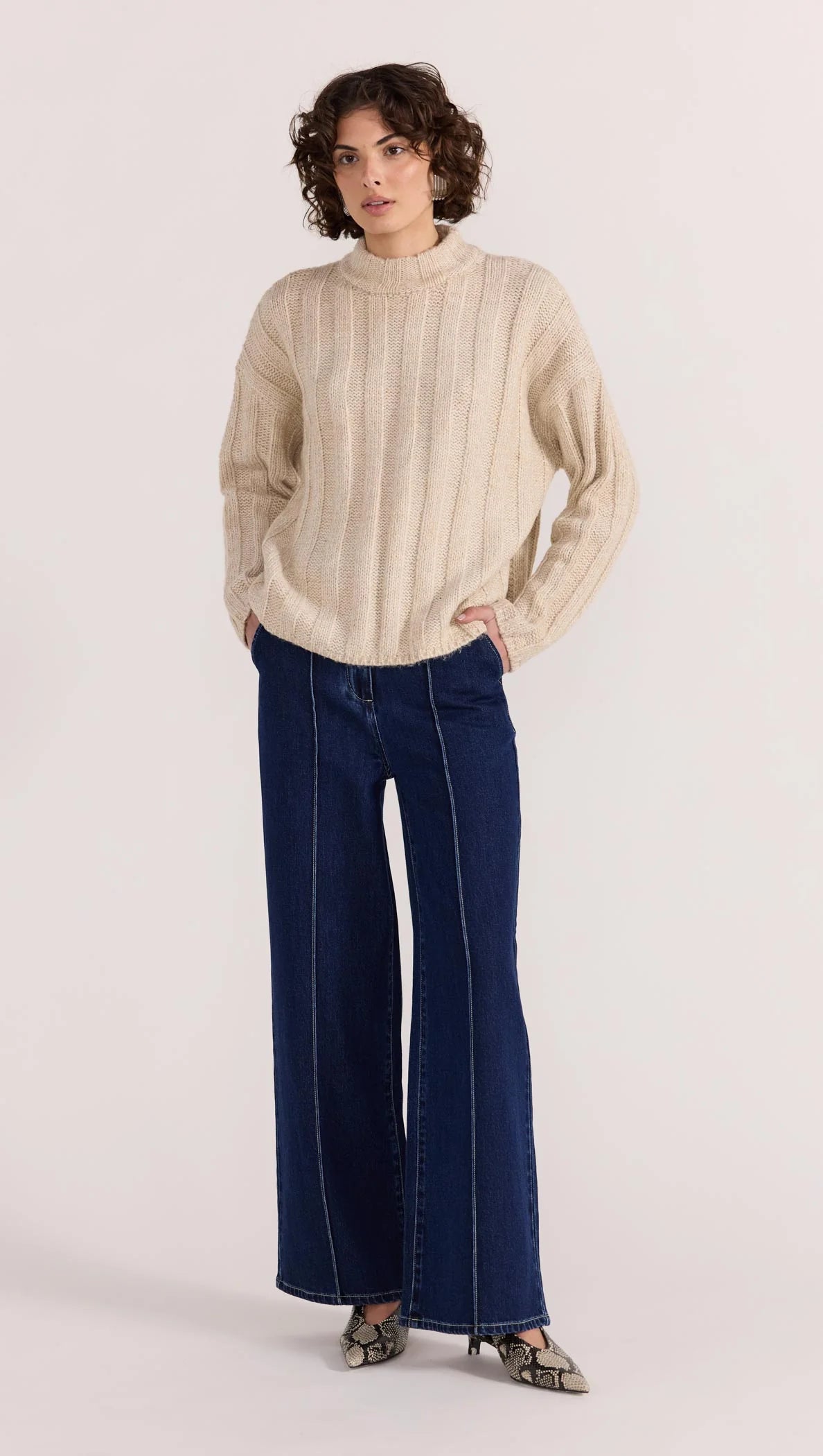 Staple the Label Macy Cozy Rib Jumper - oat marle