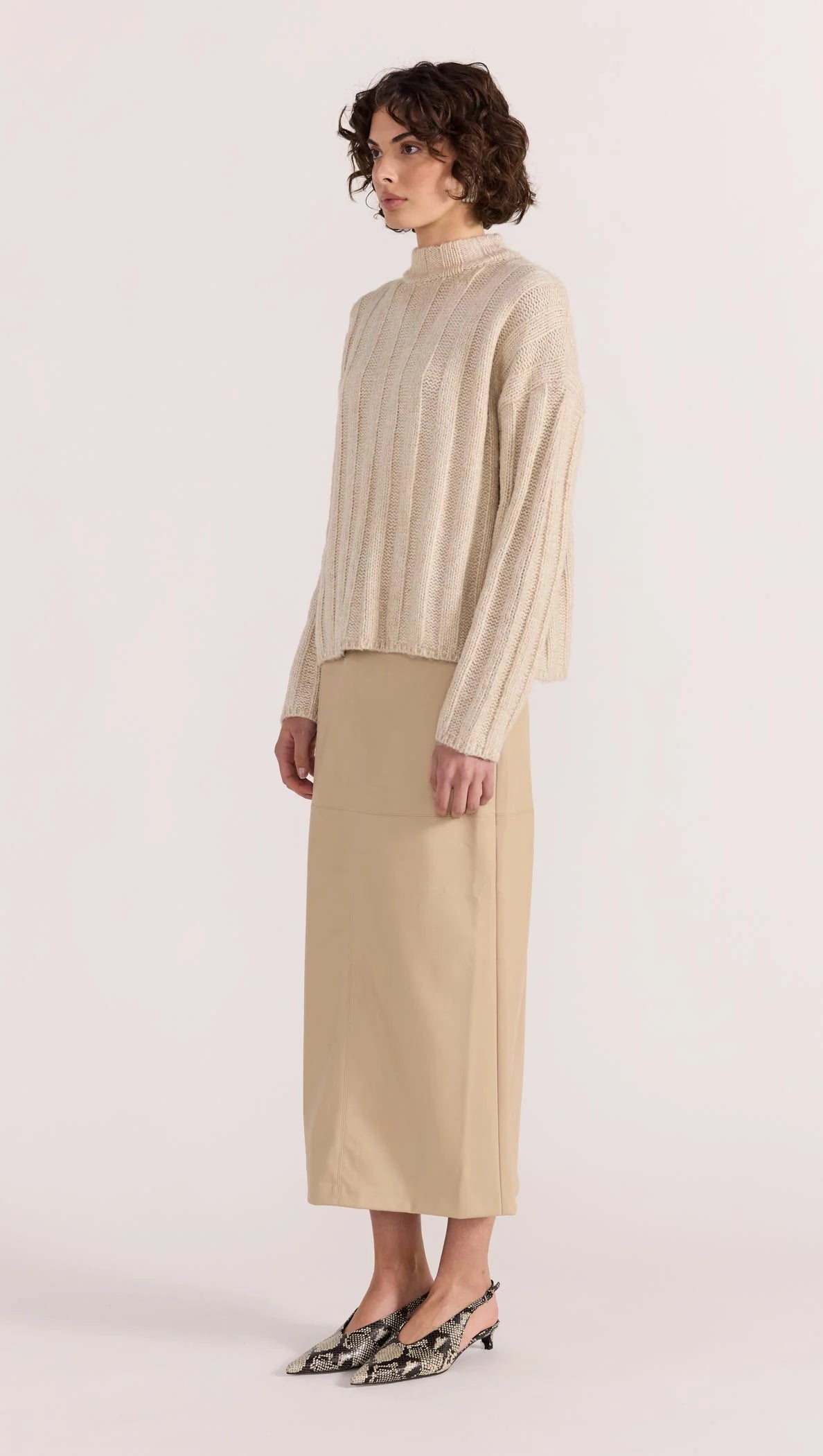 Staple the Label Macy Cozy Rib Jumper - oat marle