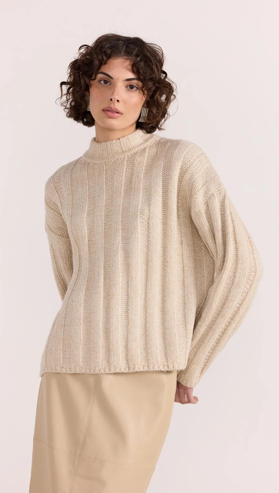 Staple the Label Macy Cozy Rib Jumper - oat marle
