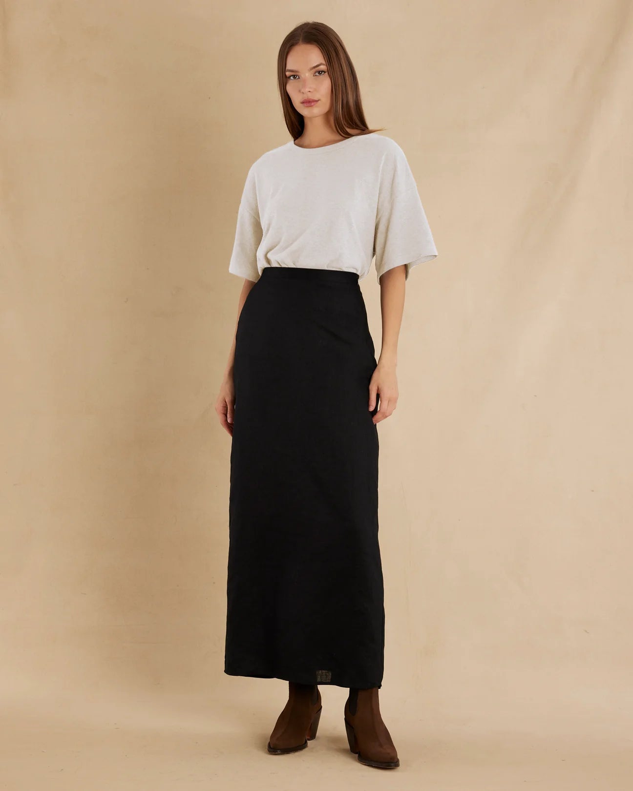 AMELIUS Bondi Linen Crew Neck Tee White