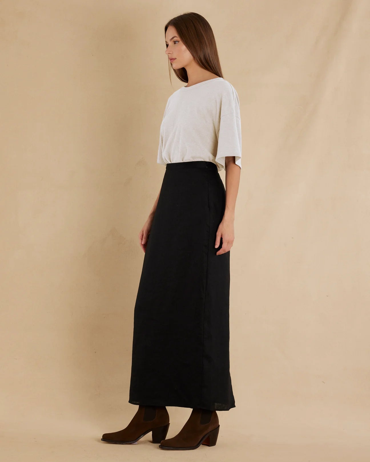 AMELIUS Bondi Linen Crew Neck Tee White