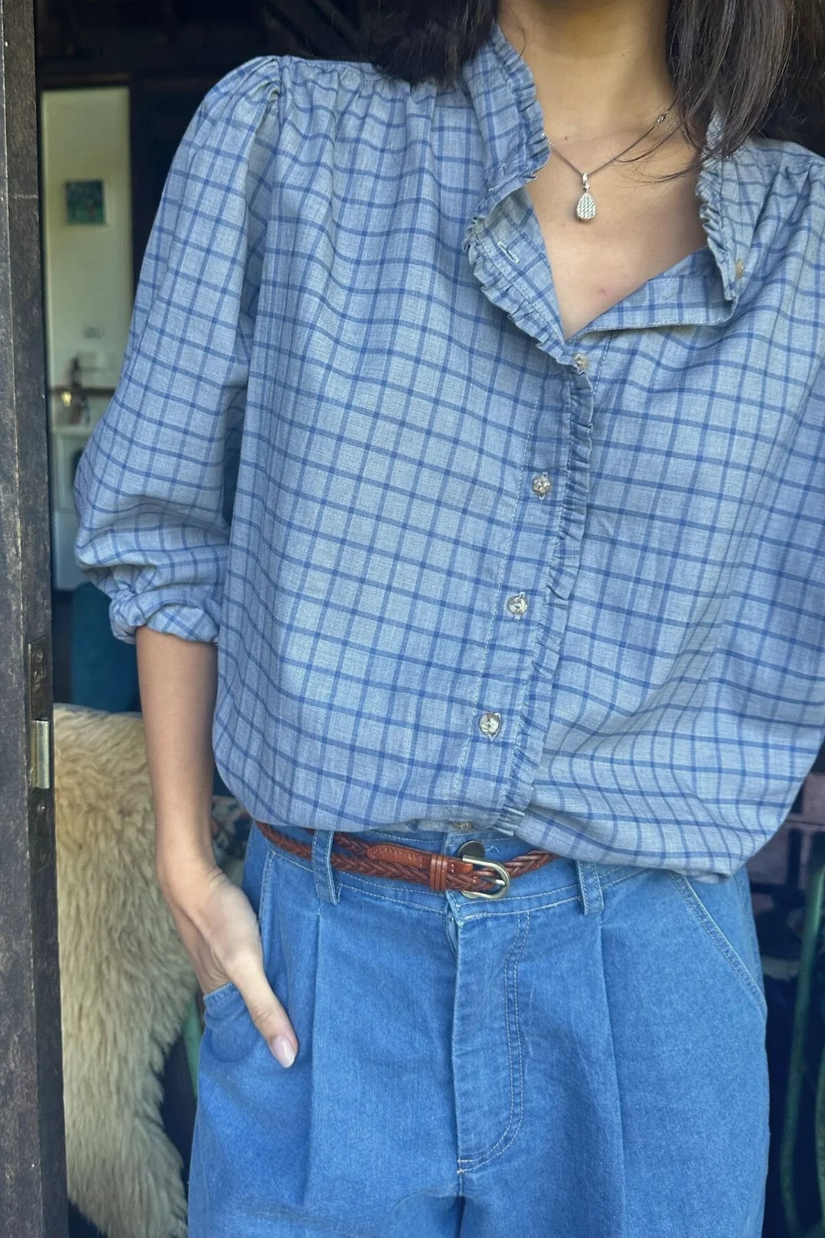 LILYA Amina Blouse - Elysian Check