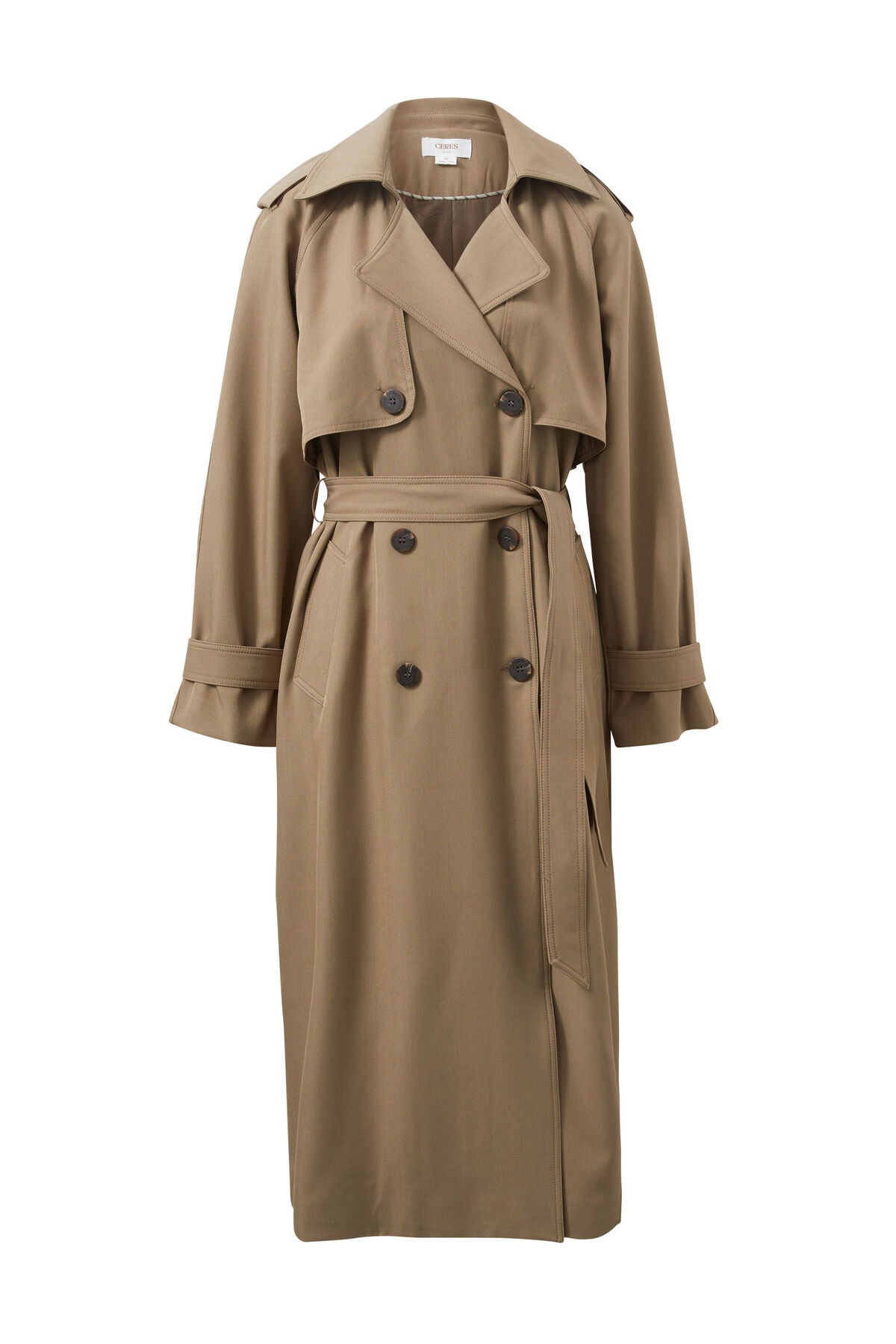 Ceres Longline Trench Coat - warm taupe