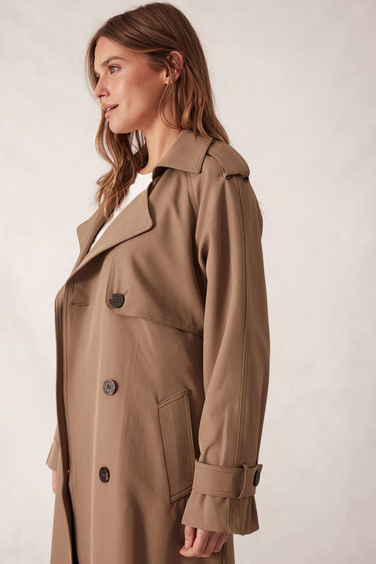 Ceres Longline Trench Coat - warm taupe